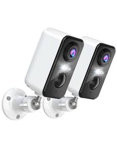 lot 10112 image: Wireless Cameras for Home Security Outdoor, 2K Color Night Vision Battery Powered WiFi Security Camera SpotlightSiren Motion Detection 2-Way Talk Waterproof Cloud Storage Outdoor Camera Wireless 2PCS - Retail $129.99