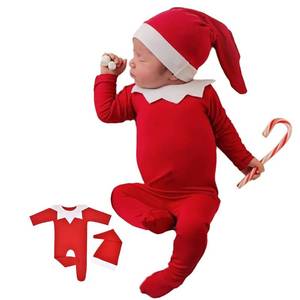 lot 10116 image: ForBaysy Newborn Baby Christmas Photo Props Outfit Infant Boys Girl Photoshoot Costume Red jumpsuit With Xmas Hat