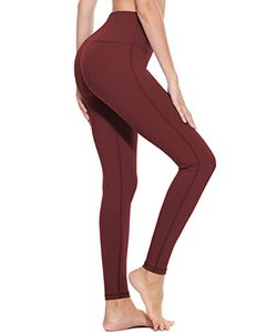 lot 10120 image: BALEAF Leggings for Women Tummy Control Compression Workout Athletic Running High Waisted Yoga Pants with Pockets 27 Black L