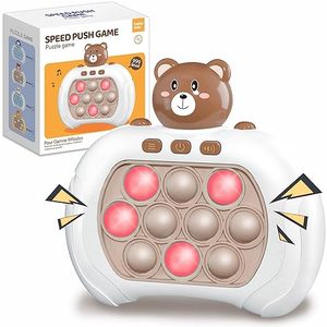 lot 10121 image: TeaRoo Quick Push Pop Game It Fidget Toys Pro for Kids Adults, Handheld Game Fast Puzzle Game Machine, Push Bubble Stress Toy, Relief Party Favors, Birthday Gifts for Boys and Girls (Brown Bear)