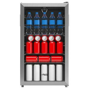 lot 9254 image: Arctic King 115-Can Beverage Fridge & Cooler Stainless Steel Look ARV115B1AST - Retail $226.1