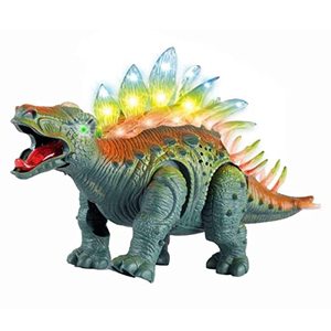 lot 9490 image: Liberty Imports Electronic Walking Jurassic Stegosaurus Dinosaur Toy Figure with Swinging Tail Action, Roaring Sounds and LED Lights - Battery Operated Dino Gift for Kids Boys Girls