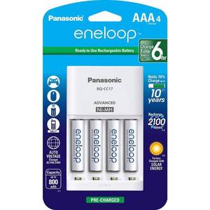 lot 9493 image: Panasonic - eneloop Charger and 4 AAA Batteries Kit - White