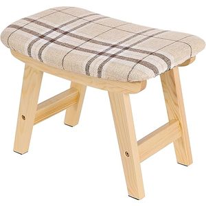 lot 9667 image: Yawinhe Footstools Ottomans Small Foot Stool Wooden,14.9 x 9.4 x 11.4in Wooden Step Stool,Foot Stool Under Desk,Wood Stool Suitable for Bedroom (Striped)