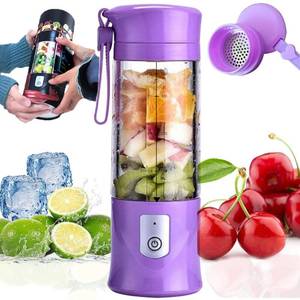 lot 9671 image: Portable Blender, USB Travel Juice Bottle Personal Travel Blender for Shakes and Smoothies Baby Food Mixing Machince with Updated 6 Blades 4000mAh Rechargeable Battery,13Oz Bottle(purple)