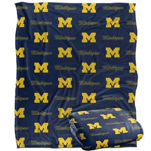 lot 9927 image: University of Michigan Wolverines Blanket, 50x60, Logo Pattern, Silky Touch Super Soft Throw Blanket