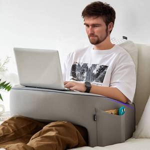 lot 9968 image: cooloo8 Soft Lap Desk Pillow for Adult, Extra Large Reading Pillow with Pocket, Arm Rest Pillow, Memory Foam Bed Rest Pillow can Reading, Working in Bed Floor Sofa (Grey)