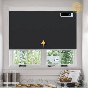 lot 9970 image: DONGFXK Motorized Blinds with Remote, Blackout Cooling Automatic Shades with Solar Panel Cordless Smart Blinds for Windows, Custom Electric Blinds Horizontal Roller Shades,Black,34 W X 72 H