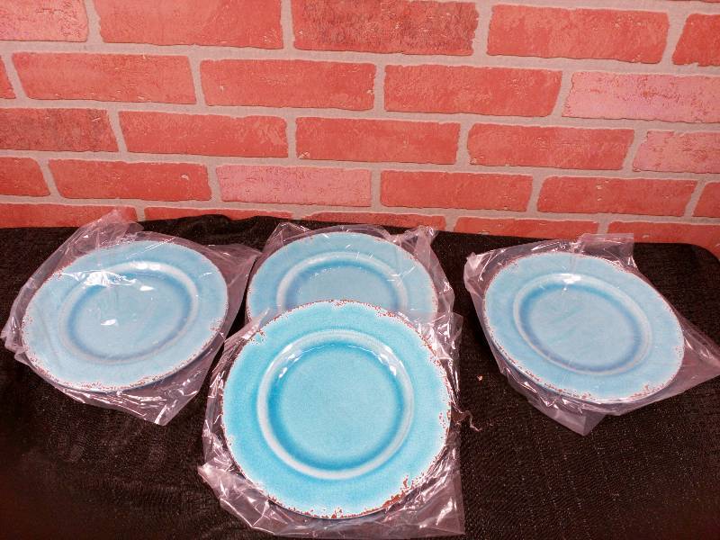 lot 161 image: Rustic Melamine Dinner Plates Set of 4