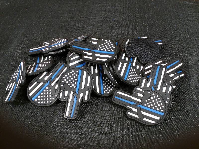 lot 234 image: Skull Thin Blue Line Rubber American Flag Punisher PVC Patches