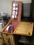 Unique new picnic basket with fold out table leaves on each side as picture great gift