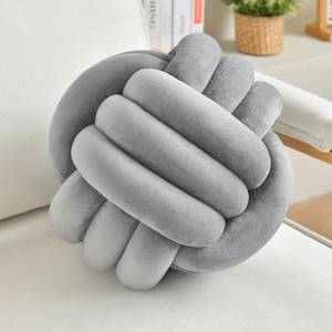lot 89066 image: LUSJNGE Decorative Throw Knot Pillow Ball for Home Chair Sofa Aesthetic Round Velvet Knotted Pillow Cushion (Light Grey, 8.7 inches)