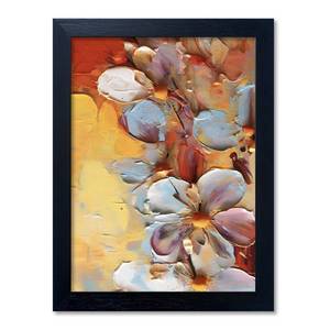 lot 89067 image: Colorful Flower Oil Painting Wall Art Floral Canvas Print Picture Framed Red Orange Minimalist Texture Abstract Artwork Decor Living Room Bedroom Ready to Hang