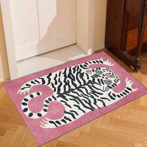 lot 89068 image: Pink Tiger Rug for Bathroom Door Mats 2x3 ft Boho Funky Tiger Carpet for Kids Room Small Area Rug for Bedroom Washable Cartoon Cute Floor Mats