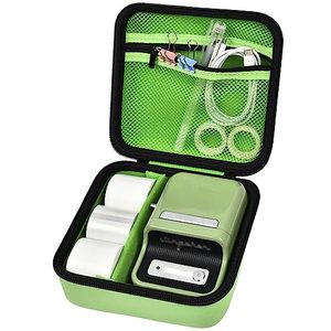lot 89072 image: ALKOO Case Compatible with NIIMBOT B21 Label Maker Wireless Thermal Label Printer, Holder for Inkless Label Maker & Labeling Tapes Refills, with Mesh Pocket for Cable Accessories (Green)