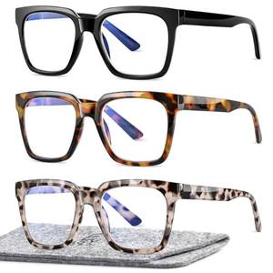 lot 89080 image: EASY READ 3 Pairs Reading Glasses for Women, Squre Computer Blue Light Blocking Anti UV Readers with Spring Hinge (BlackTortoiseGrey, 2.25, multiplier_x)