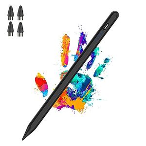 lot 89081 image: Active Stylus Pens for Touch Screens Rechargeable Tablet Pen POM Tip Magnetic iPad Pencil Universal Stylus Pen for iPadProAirMiniiPhoneSamsungiOSAndroid and Other Smartphone Device-Black