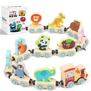 lot 89085 image: LovesTown 11PCS Magnetic Wooden Animals Train Set, Montessori Toys for Toddlers Toys for Preschool Learning Activities Birthday Kids Boys Girls