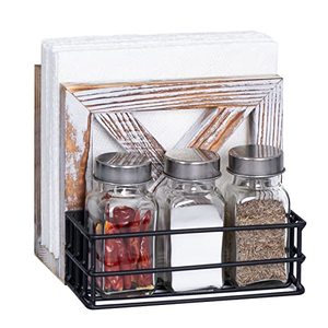 lot 89104 image: CZMIYRPY Farmhouse Wooden Napkin Holder - Rustic Napkin Holder for Salt and Pepper Shakers for Table, Napkin Caddy for Table, Kitchen, Wedding, Party (White Colors)