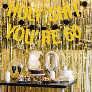 lot 89115 image: LOONELO Holy Youre 60 Banner, Gold Glitter Funny Adult 60th Birthday Party Hanging Banner Sign for Women Men Happy Birthday Retirement Party Decorations Celebration Supplies(Gold-60)
