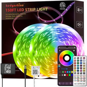 lot 89117 image: 150ft LED Strip Lights, Hedynshine RGB Color Changing by 40key Remote and Phone, LED Strip Lights Music Sync,Smart LED Strip Lights for Bedroom 150feet