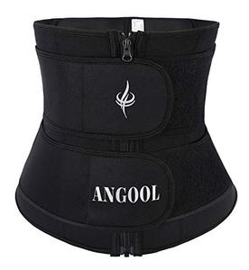 lot 89118 image: ANGOOL Neopren Waist Trainer For Women,Workout Plus Size Trimmer Belt Sauna Sweat Corset Cincher With Zipper Black