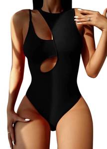 lot 89125 image: Hilinker Womens Cutout Swimsuit High Waisted Monokini One Piece Bathing Suit Black XX-Large