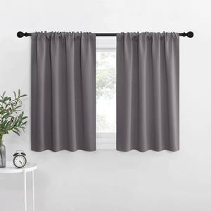 lot 89127 image: NICETOWN Short Curtains, Grey Window Curtains for Bedroom, Home Decoration Thermal Insulated Rod Pocket Blackout Blinds & Drapes for Small Windows (Gray, 2 Panels, W42 x L36 -Inch)