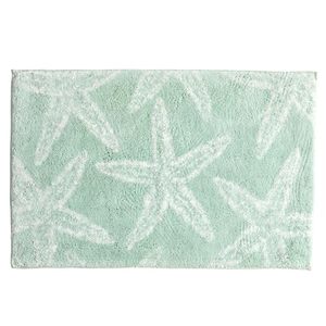 lot 89148 image: Market & Place Coastal Printed Bath Rug, Green and White Bathroom Mat, Modern Bathroom Decor for Tub and Shower, Absorbent Bathroom Rugs, 20 x 30, Starfish