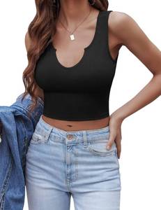 lot 89168 image: Ekouaer Womens Crop Tank Tops V Neck Workout Slim Fitted Crop Top M