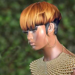 lot 89170 image: Waveme Short Human Hair Wigs for Black Women Pixie Cut Wig Short Bob Layered Wigs with Bangs Brazilian Remy Human Hair Full Machine Made Pixie Cut Wigs for Black Women