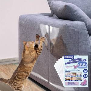 lot 89177 image: Anti Cat Scratch Furniture Protector-12 Pack Single Side Couch Protector for Cats, Self-Adhesive Cat Tape for Furniture, Clear Cat Scratch Deterrent for Furniture Door Walls (12P52 Pins)
