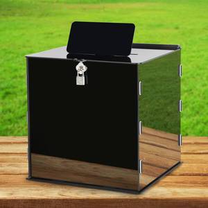 lot 89178 image: Fowecelt Black Acrylic Wedding Card Box with Lock, Rustic Card Box for Wedding Reception Bridal Shower Birthday Baby Shower Graduation