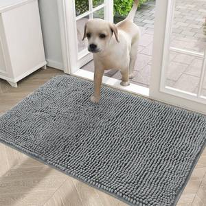 lot 89180 image: OLANLY Dog Door Mat for Muddy Paws 36x24, Absorbs Moisture and Dirt, Absorbent Non-Slip Washable Mat, Quick Dry Chenille, Mud Mat for Dogs, Entry Indoor Door Mat for Inside Floor, Grey