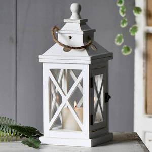 lot 89201 image: Sintosin Solid Wood White Lanterns Decorative 16, Farmhouse Hanging Hurricane Lantern Outdoor Wedding Pillar Candle Holder with Windproof and Waterproof Glass for Fireplace Mantle Decor