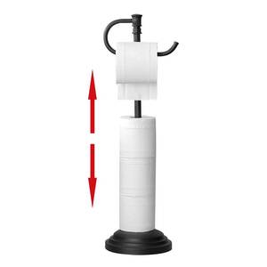 lot 89202 image: RUMOSE Toilet Paper Holder Stand for Floor,Matte Black Adjustable (12.4 to 22.8) Bathroom Toilet Tissue Holder, Free Standing Toilet Paper Roll Holder with Storage, Stainless Steel