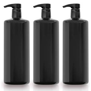 lot 89203 image: Bar5F 1-Liter Black Pump Bottles for Shampoo Conditioner Body Wash 33.8-Ounce UV Protection Gloss Finish PETE1 Plastic Heavy-Duty Large 3-Pack