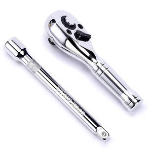 lot 89204 image: 14-Inch Drive Ratchet Wrench, 72-Tooth Stubby Quick-Release Socket Wrench with a Extension Bar(4 inch), Reversible Switch, Chrome Alloy Made, Full-Polished Chrome Plating