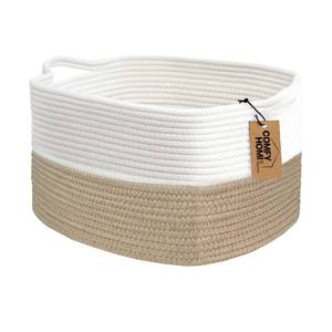 lot 89206 image: COMFY-HOMI Cotton Rope Woven Basket with Handles for Shelves,Toys,Book, Cloth Storage Baskets Bin for Organizing-13.5x11x9.5 Toy Decorative Organizer for Living Room, Bathroom-Light Brown