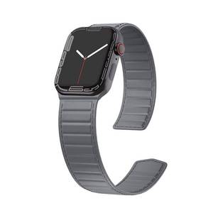 lot 89223 image: Magnetic Leather Bands Compatible with Apple Watch Band 49mm 45mm 44mm 42mm, Thin Leather Link Loop Replacement Wristband with Strong Magnet for iWatch SE SE2& Series 876543. Men Women, Gray