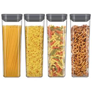 lot 89227 image: MR.SIGA 4 Pack Airtight Food Storage Container Set, BPA Free Kitchen Pantry Organization Canisters, One-handed Airtight Cereal Flour Spaghetti Storage Containers, 2.1L  72oz, Gray