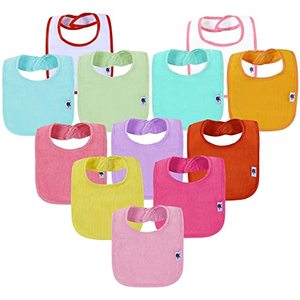 lot 89238 image: SPINFOX 12 Pack Waterproof Baby Bibs for Girls Terry Drool Bib Cotton Solid Knit Infant Feeding Bibs -Girl