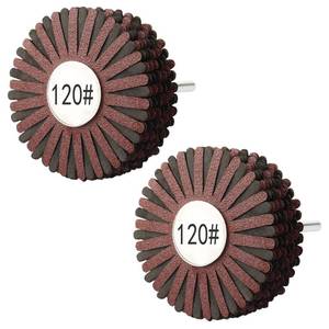 lot 89283 image: Rocaris 2 Pack Abrasive Flap Wheel - 120# Nylon Sanding Wheel Brush Abrasive Grinding Head with 14 Inch Shank for Woodworking Root Carving Furniture Polishing and Removing of RustCorrosionPaint.