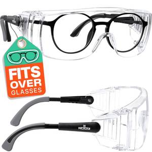 lot 89300 image: NoCry Safety Glasses Over Eyeglasses � Fog and Scratch-Resistant Over Glasses Safety Glasses for Men and Women with Side Shields, UV380 Protection, ANSI Z87 Rated � Perfect Safety Goggles Over Glasses