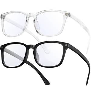 lot 89312 image: livho 2 Pack Blue Light Blocking Glasses, Computer ReadingGamingTVPhones Glasses for Women Men,Anti Eyestrain & UV Glare (Light BlackClear)