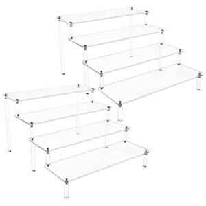 lot 89313 image: Hmdivor Acrylic Risers for Display 2 Pack 4 Tier Acrylic Display Risers Perfume Stand, Clear Cupcake Stand Holder for Perfume Figures Cupcake Dessert 12 IN