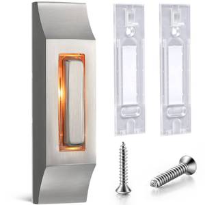 lot 89314 image: Enhon Solid Nickel Doorbell Button,Sleek Metal LED Light Up Wall Mounted Door Bell Push Buttons for Home, Universal Garage Door Opener Switch(Stylish Style, 1 Pack)