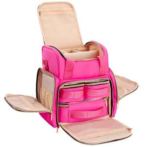lot 89318 image: HBselect Large Makeup Cosmetic Bag with 3 Removable Case, Double Layer Travel Makeup Organizer Case with Inner Dividers and Makeup Brushes Storage Section