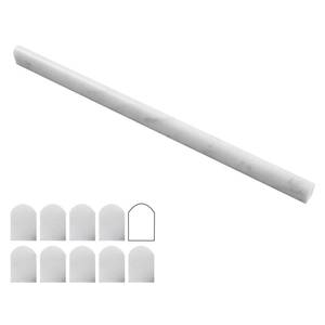 lot 89323 image: Lovdeco Carrara White 12 X 12 Marble Pencil Liner Tile, Edge Trim Molding for Shower and Backsplash, Bullnose Tile Trim Polished, 10 PcsBox