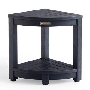 lot 89326 image: Shower Bench for Inside Shower, Poly Lumber Corner Shower Stool, Plastic Bathroom Bench Seat for Shaving Legs, Shower Chair Seat, Shower Foot Rest with Adjustable Feet, Non-Slip, Black - Retail $86.9